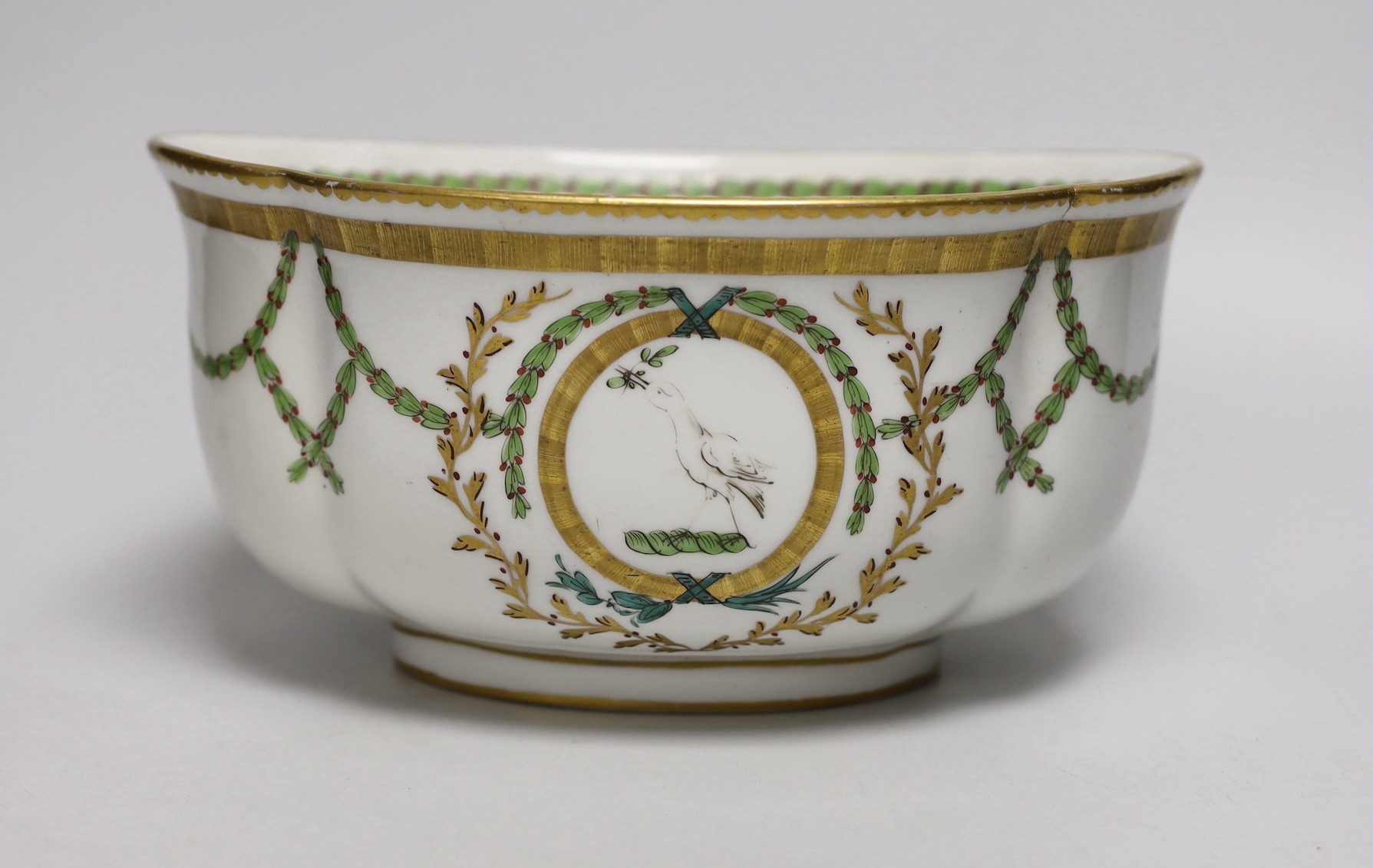 A 19th century porcelain bough pot of large size, painted in neo-classical style